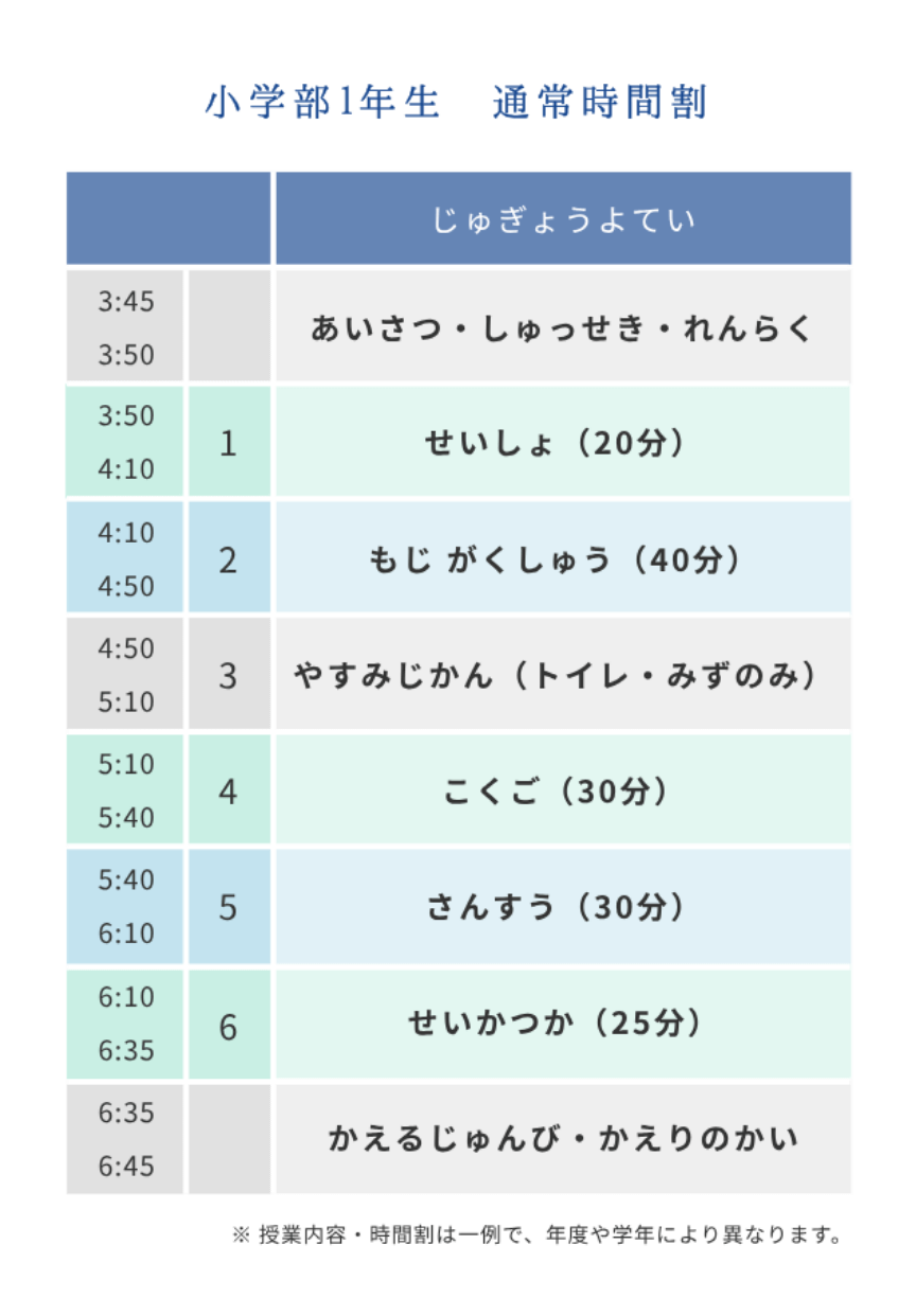 小学部時間割1
