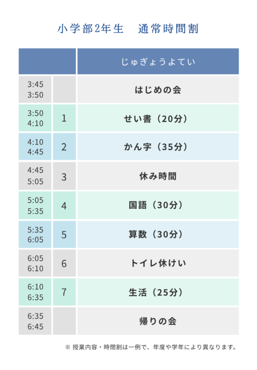 小学部時間割2