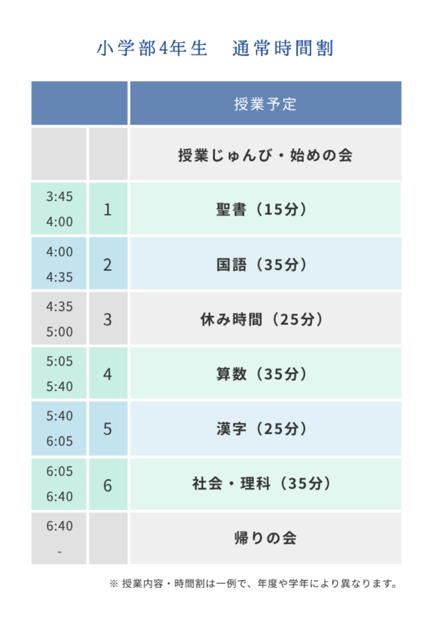 小学部時間割4